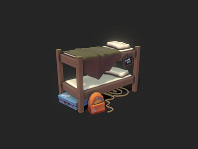 Props - Stylized Bunk Bed 3dmodel cartoon gameart gamedev handpainted lowpoly stylized