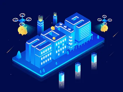 2019 New Year 2.5d design illustration isometric