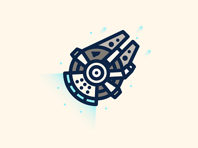 Millenium Falcon blue brooklyn ny design droids falcon gradient icon han solo hyper speed illustration jedi line millenium falcon rocket science sciencefiction space space ship starwars travel wookie