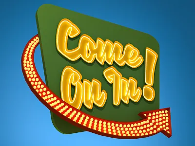 Come On In! 3d 3dart b3d blender design graphic illustration logo neon retro type typography