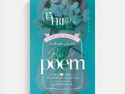 Be A Poem Flyer Template boutique chic classy couture creative disco elegant event fancy fashion fest glamour marketing mode model modern new collection night club party promotion
