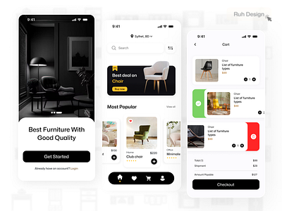 Furniture E-commerce App Design app cart app design app home design best app design cart cart design furniture furniture e commerce app design ui design