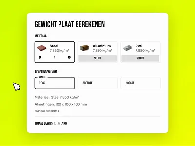 Weight calculator - Ballast Producten animation calculator field figma animation form motion motion design motion graphics select