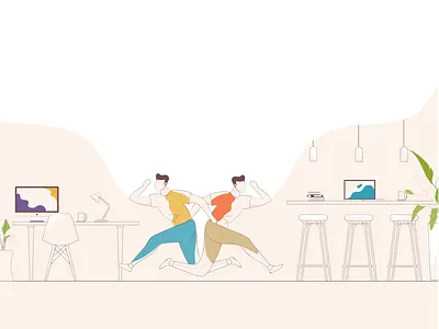 coworking space types clean coworkers coworking space dedicated desk editorial floating illustration