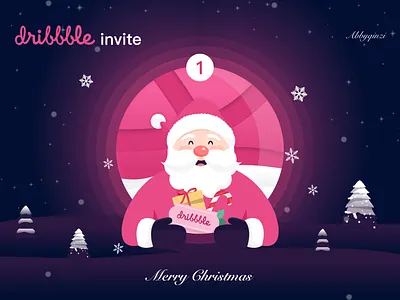 One Dribbble Invite-Merry Christmas christmas dribbble invite dribbbleinvites hello dribbble illustration merry christmas santa clause