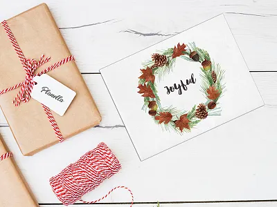 Winter Wreath Gift Db art branding card card design cover book design flora flower flowers holiday card illustration leaves logo paint print template textile typography vector watercolour