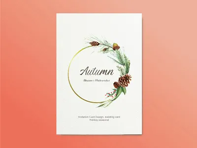 Autumn Invitation Card Design art banner banner design branding card card design cover book design drawing flora flowers illustration invitation card leaves paint print template tropic typography watercolour