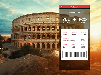 Daily UI #024 air canada app boarding pass dailyui flying travel uidesign uxdesign