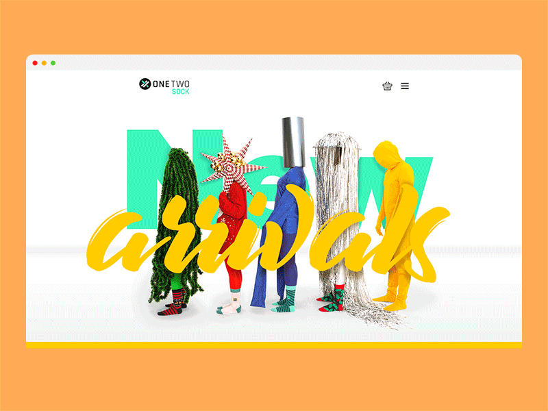 One Two Sock New Arrivals animation app branding clean color creative design flat illustration parallax sock typography ui ui ux ux visual web