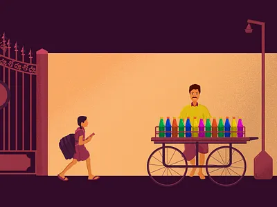 school gate 01 ai animation bag bottle colors palette design flat gif illustration india ipad pro lamp minimal procreate school simple street art vector wall wheel