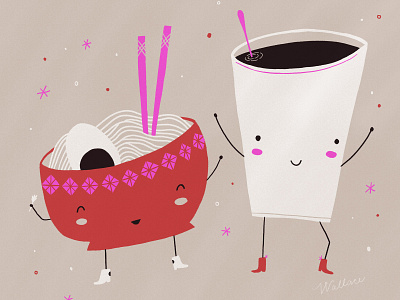 Ramen & Coffee coffee cute food illustration ramen