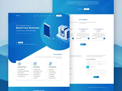 BoostIT - Modern Gradient IT Theme Design blog design blue clean colors creative design gradient illustration it landing page mobile modern technology ui ux web design website banner
