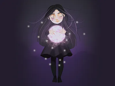 Girl with the Moon - Draw this in your style #1 character child dark design digital painting drawthisinyourstyle girl illustration light moon shadow vector