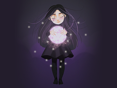 Girl with the Moon - Draw this in your style #1 character child dark design digital painting drawthisinyourstyle girl illustration light moon shadow vector