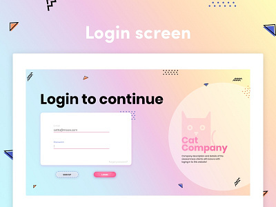 Login screen design freebie login login design login page memphis design sketch ui uidesign uidesigner ux ui ux design