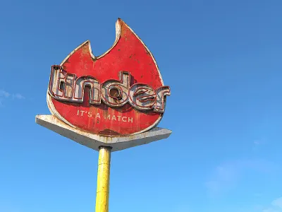 Tinder 3d decay derilict design retro social media tinder vegas