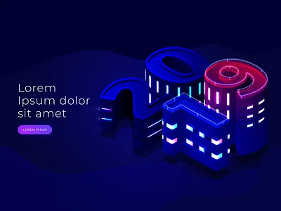 2019 2019 buildings event illustration lettering lights neons new year eve night roofs rooftops street