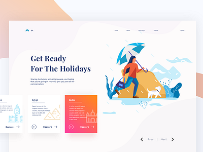 travelling web header - 2 design dog egypt holidays illustration iphone mountain she spring sudhan tajmahal tourism train traveling trees typography umbrella vector web