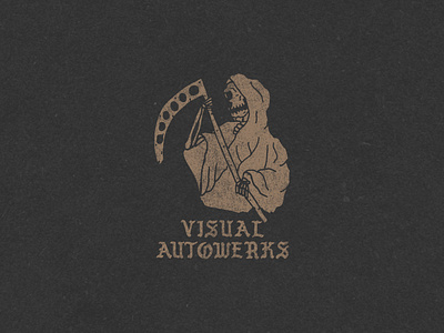 Visual Autowerks Grim adobe badge design dribbble font graphic design grim reaper grit illustration logo texture type typography