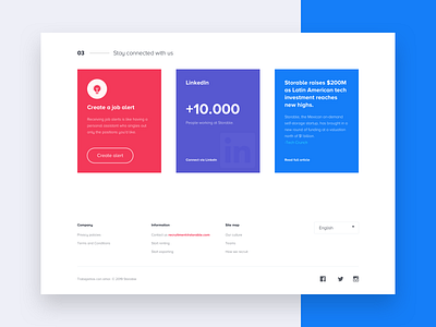 Website Footer Design alert article blue careers clean connect design footer jobs landing language linkedin purple responsive sitemap social ui ux website white