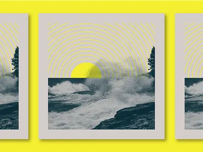 Gitche Gumee illustration lake superior photo sun sunset texture vibes wave