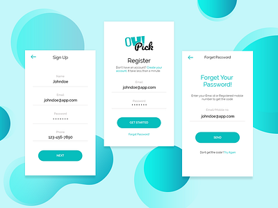 Oh Pick android app design app login clean app design color creative mobile app ui ux