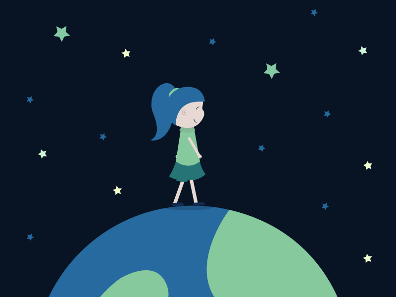 060 / 365 Dream Big 2d 365 animation animation art character child dailychallenge dream flatillustration gif girl globe illustration kid stars walk walk cycle walkcycle walking world