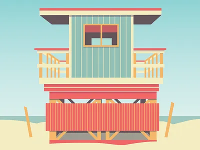 Lifeguard Hut beach building color design hut illustration illustrator lifeguard vector