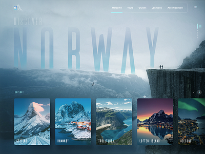 Discover Norway LP cards landing page norway responsive scandinavia tourism travel ui ux web