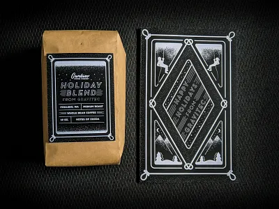 Holiday Card & Coffee Label Concept black and white branding card christmas christmas card client gift coffee coffee label cold concept corporate gift design gift holiday card illustrator illustrator cc night rope typography vector