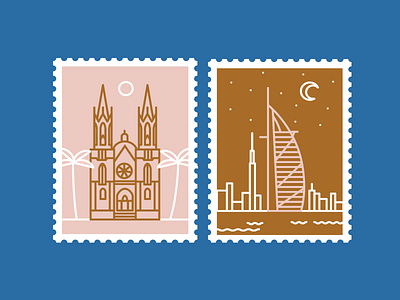 More Stamps city dubai international mail postage sao paulo stamps vector