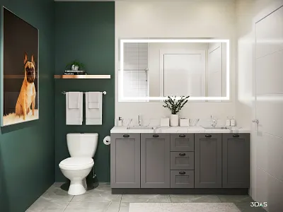 Bathroom 3D Rendering (with dog artwork) : Elan Halycon 3d architecture artwork bathroom dog interior rendering visualization