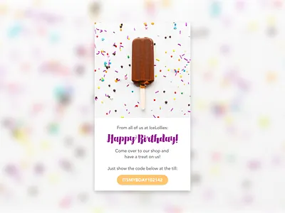 Daily UI 016 - Pop-up/Overlay birthday code daily ui 016 daily ui challenge happy birthday ice cream overlay pop up promo code ui challenge ui design
