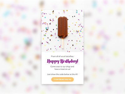 Daily UI 016 - Pop-up/Overlay birthday code daily ui 016 daily ui challenge happy birthday ice cream overlay pop up promo code ui challenge ui design