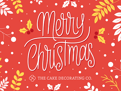 Christmas Gift Voucher cake christmas digital illustration festive foliage gift voucher illustration leaves lettering present red and yellow
