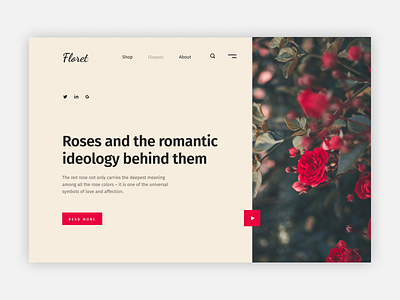 Flower web-page UI clean colour custom dailyui design digital figma flower font layout minimal practicing roses simplicity ui ui ux design video web website whitespace