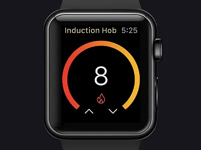 Smart Hob for Apple Watch adjustment apple watch clean app concept app cooking dark theme interace kitchen minimalism smart hob smart home temperature ui ux design ui deisgn user inteface