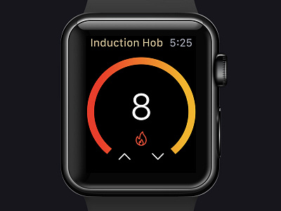 Smart Hob for Apple Watch adjustment apple watch clean app concept app cooking dark theme interace kitchen minimalism smart hob smart home temperature ui ux design ui deisgn user inteface