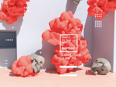 Pantone Color of the Year 2019 | Living Coral animation cinema4d coy2019 design livingcoral octane pantone skull type web website x particles