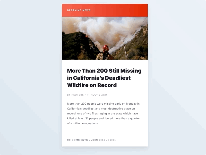 News animation cards codepen motion news ui ux web