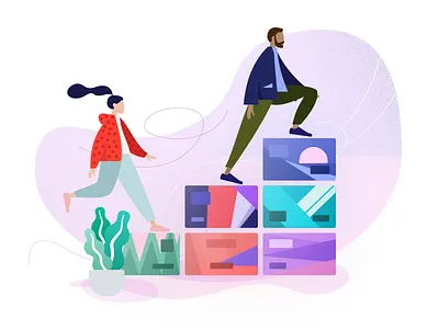 Totally Normal People Climbing Reward Cards card illustration pink plants purple standard activities