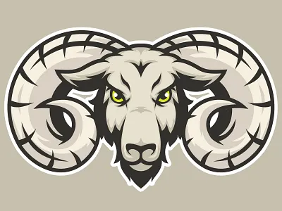 Goat Head Mascot Logo aggresive angry animal beast character design esport fur game gaming goat head herbivore horn horned icon illustration lamb logo mad