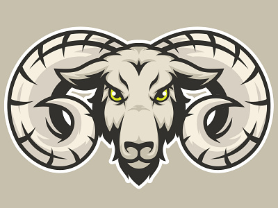 Goat Head Mascot Logo aggresive angry animal beast character design esport fur game gaming goat head herbivore horn horned icon illustration lamb logo mad