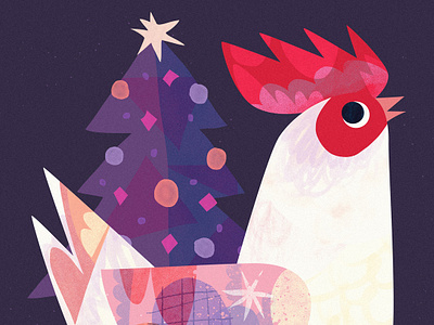 Chickmas art birb bird chicken christmas christmas tree cute festive holidays illustration tree