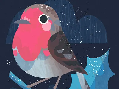 Winter Robin animal animals art artwork birb bird birds christmas cute festive holly illustration photoshop robin winter