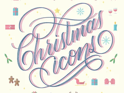Holiday Season icons christmas design holiday season icons illustration lettering typography vector