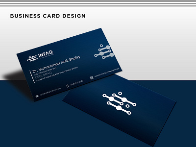 Business Card Design For Technology Company INTAQ adobe illustrator adobe photoshop app artwork branding business card business card design character design design digital art graphic icon logo logo design typography vector visiting card web