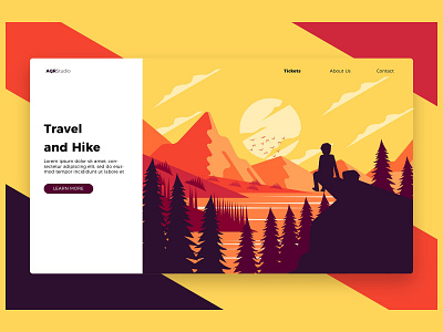 Travel Hike - Banner & Landing Page banner business concept development hike icon illustration landing landing page launch poster process promote promoting strategy technology travel travel hike web app website