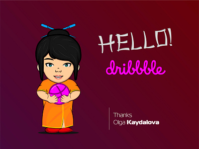 Hello dribbble ai blue eyes branding china debut girl hello dribbble illustration invite kind little girl logo thanks ui ux vector web