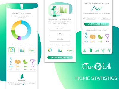 Home Statistics Citizen Earth app app design ecology gradient green app illustration illustrator ui ui ux ux ux design wireframe